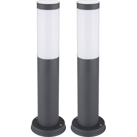 LED Außenstehlampe Sockelleuchte  Gartenlampe dimmbar mit Fernbedienung, RGB Farbwechsel, Edelstahl anthrazit, 8,5W 806lm warmweiß, DxH 7,6x45 cm,2er