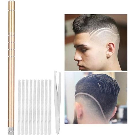 Kit de stylo gravure cheveux professionnel Tondeuse à barbe à sourcils en acier inoxydable (or)-RAC (1/4)