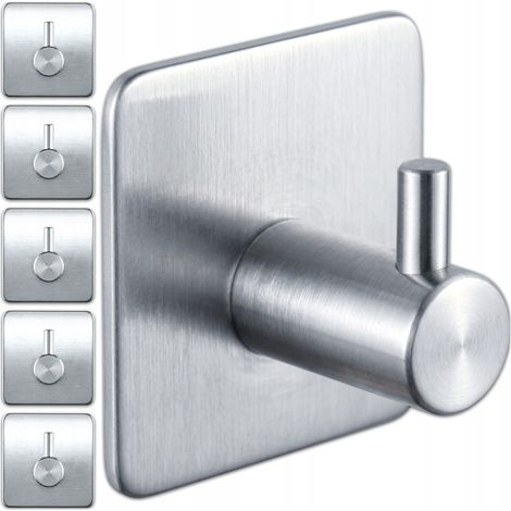 Ganci autoadesivi per asciugamani da bagno, colore argento, confezione da 6 pezzi (1/5)