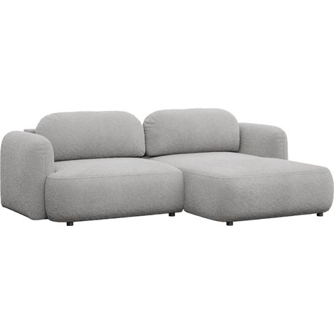 Selsey Tvoya – Ecksofa mit Schlaffunktion, Ottomane rechts, Bouclé Hellgrau