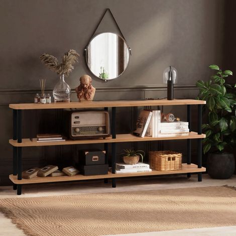 Wandschrank Zen Black Atlantic Pine Melamin 180x74,9x35 cm