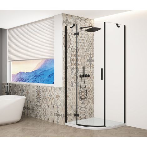 Paroi de douche quadrant TRINITY BLACK 900x900mm, verre clair, gauche (1/4)