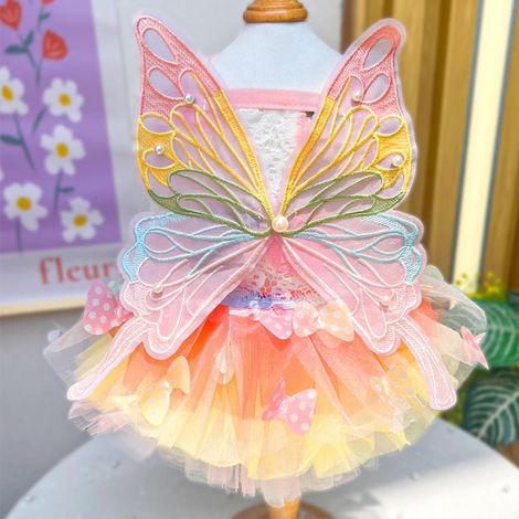 Robe Pour Chien Et Chat - Jupe Papillon En Polyester - Tenue Costume Pour Animaux De Compagnie - 1 Pièce (1/5)
