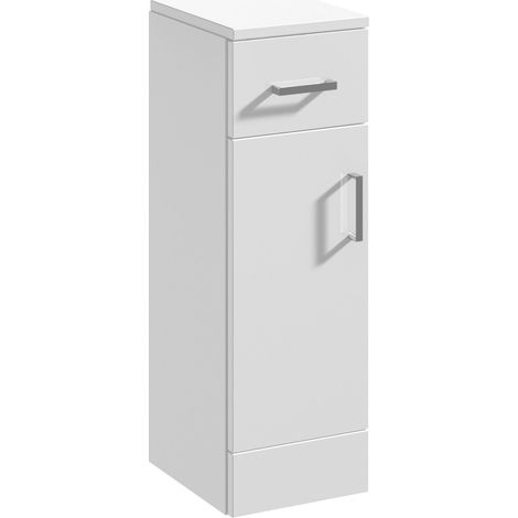 Slimline Floor Standing Bathroom Cupboard - 250mm - Gloss White