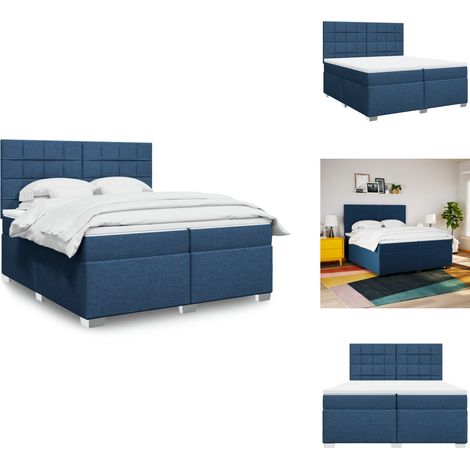 Boxspringbett mit Matratze Blau 200x200 cm Stoff - Boxspringbett - Doppelbett - Schlafraum - Liegekomfort - Bettsystem (1/5)