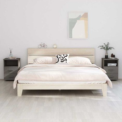 vidaXL Mesitas noche 2 uds HAMAR pino macizo gris claro 40x35x62 cm (1/5)
