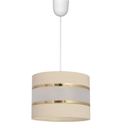 Helam HELEN Plafonnier Suspension Cylindrique Ecru, Doré, Blanc 20cm (1/2)