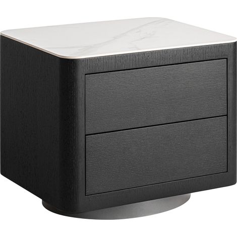 Table de chevet art déco noire - noir, chêne gris et blanc (1/5)
