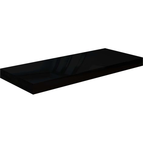 Étagère murale,Étagère flottante Noir brillant 60x23,5x3,8 cm MDF CFW43983 (1/5)