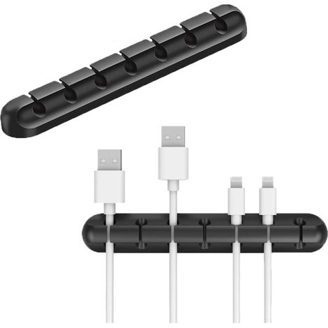 Lot de 2 clips de rangement pour câbles, crochets adhésifs, supports pour câbles d'alimentation et câbles d'accessoires de charge, câble de souris, PC, etc. (1/5)