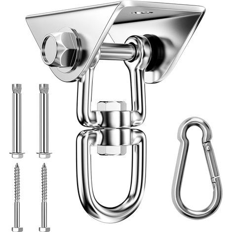 Heavy-duty stainless steel ceiling hook, 450 kg capacity, 360° rotation, with screw fixing for hanging chair, swing, yoga towel, punching bag, hammock (1/4)