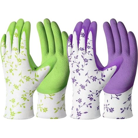 Gants de jardinage pour femmes - Gants de jardinage en latex respirant, gants de protection pour le travail en extérieur, idées cadeaux pour le jardin. (1/5)