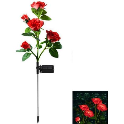 Lampe Solaire Rose - Panneau Solaire En Silicium Monocristallin - Étanche IP44 - Fonctionne 8 Heures Après Chargement - Pour Jardin Terrasse Patio - 1 Pièce (1/5)