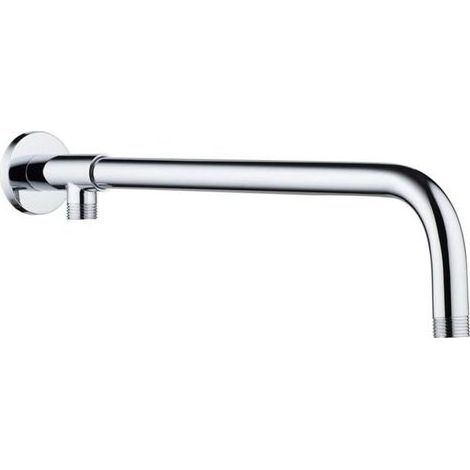 Bras de pommeau de douche chromé poli avec support en laiton à fixation murale 48 cm en acier inoxydable pour pommeau de douche fixe (1/4)
