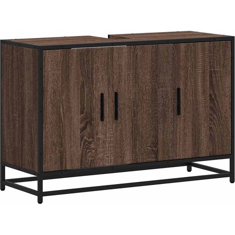 Meubles de Rangement,Armoire de lavabo de salle de bain chêne marron 90x33x60 cm CFW791709 (1/5)