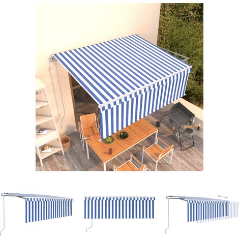 Gelenkarmmarkise Automatisch mit Volant 4,5x3 m Blau und Weiß (1/5)