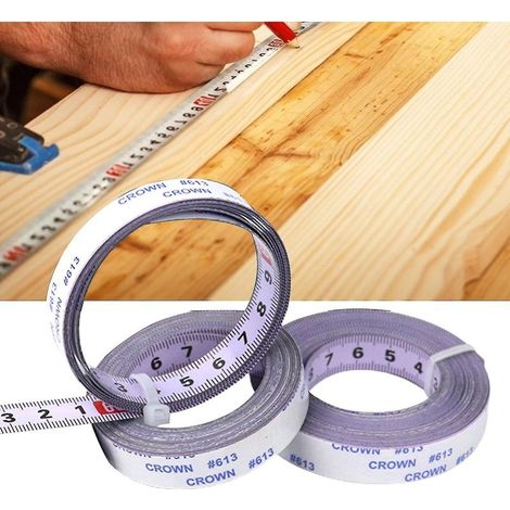 Règle de mesure inversée auto-adhésive 1/2/3/4/5/6 m – Acier inoxydable – Fixation durable pour tables de scie – Précision professionnelle