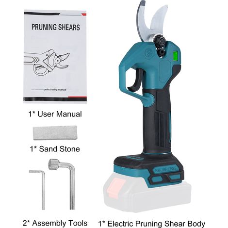 Sécateur électrique sans balais, diamètre de coupe 30 mm, lame forgée en acier au carbone SK5, écran LCD, alimentation par batterie, temps de coupe, interrupteur de sécurité intégré, compatible avec l (1/5)
