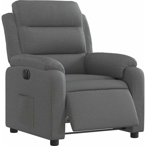 Sillón reclinable eléctrico de tela gris oscuro vidaXL