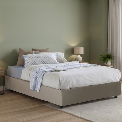 Talamo Italia Cama matrimonial Giada, Cama contenedor con tapizado en ecopiel, 100% Made in Italy, Apertura frontal, adecuado para colchón Cm 160x200, Tórtola, con embalaje reforzado (1/3)