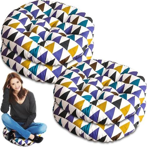 Bequemes rundes Sitzkissen 40 x 40 cm für Esszimmer, Wohnzimmer, Arbeitszimmer, Bürostuhl, Gartenstuhl, Balkonstuhl, für den Innen- und Außenbereich, geometrisches Muster (1/5)