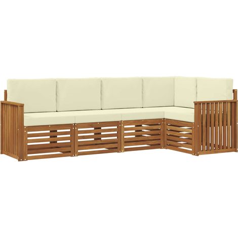 vidaXL Outdoor Sofa Set 5 pcs Natural and Cream Solid Acacia Wood (1/5)