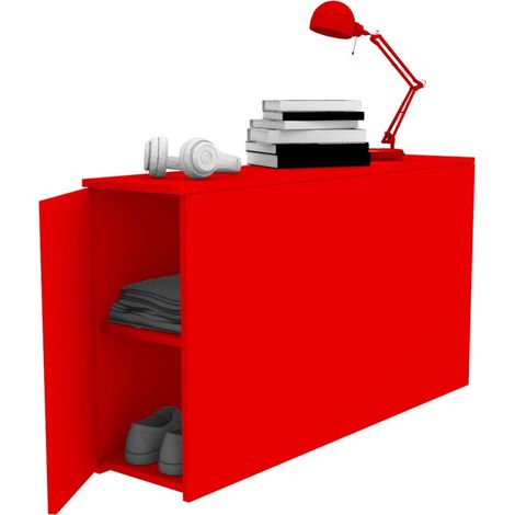 Comodino moderno retro letto - 127 cm di profondità - 16 colori - Rosso