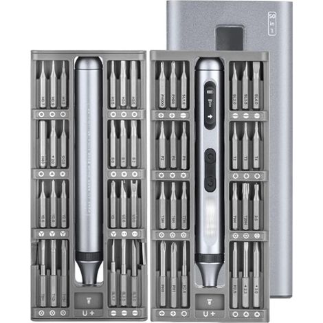 Mini tournevis électrique, ensemble de tournevis de précision avec 48 embouts magnétiques de précision, kit d'outils de réparation pour téléphone et appareil photo (48 pièces) (1/5)