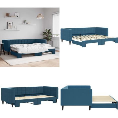vidaXL Tagesbett Ausziehbar Blau 90x200 cm Samt (1/5)