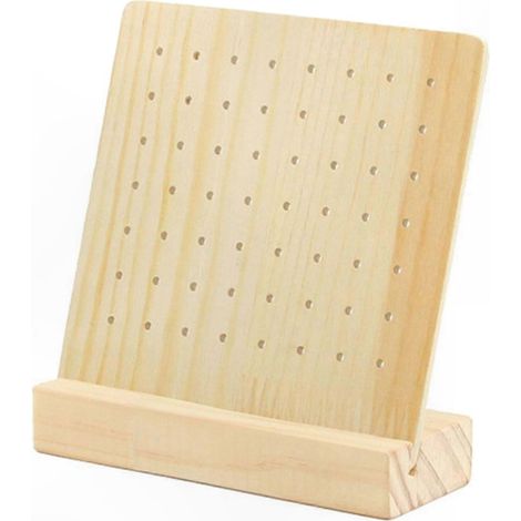 Support en bois naturel pour boucles d'oreilles, présentoir L à 56/132 trous, porte-bijoux mural ou sur table, étagère de rangement pour studs, support d'exposition élégant (1/5)