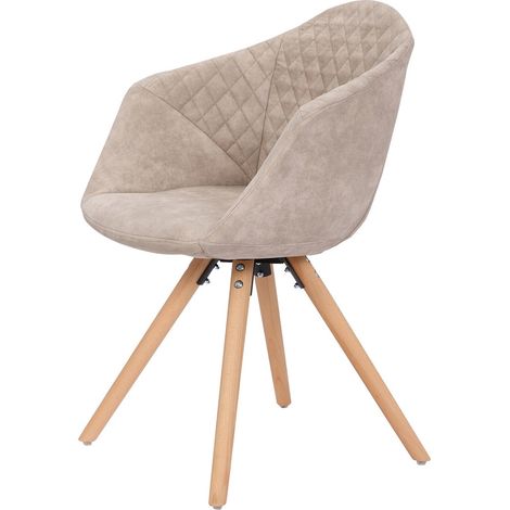 Set di 2 Sedie Chadwick in Tessuto Crema con Gambe in Faggio (1/3)