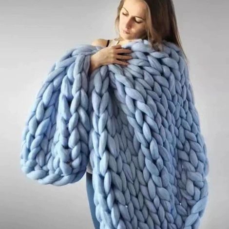 Basetbl – Coperta in maglia acrilica morbida 60 x 60 cm – Spessa e voluminosa per l'inverno – Ipoallergenica e termoregolatrice (1/4)