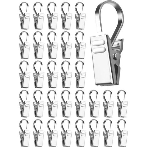 6 cm Pince Rideau 100 pcs Crochet Rideau 2 Anneaux Rideaux avec Pince pour Les Décorations de Noël à (1/5)