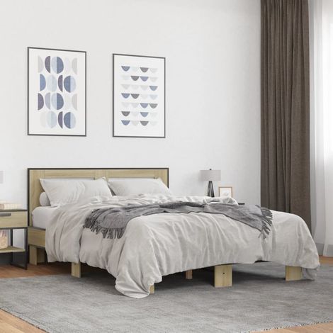 Bettgestell Sonoma-Eiche 140x200 cm Holzwerkstoff und Metall (1/5)