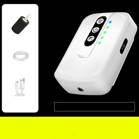Pompe À Oxygène Pour Aquarium - Rechargeable Sur Batterie Au Lithium - 3 L/min - Silencieuse - Portable Extérieur - 25 H D'autonomie - 1 Pièce (1/5)