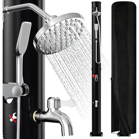 Randaco Douche Solaire d’Extérieur 20L, 220cm Douche de piscine Incluse Housse de protection& douchette Température max. 60° sans raccordement électrique
