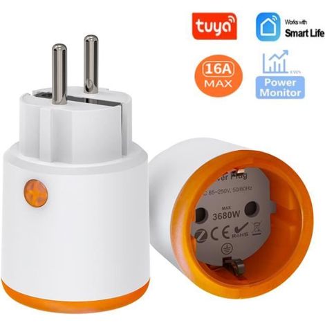 2 pcs zigbee 3.0 - Prise WiFi Tuya Smart Zigbee 16a, prise ue, moniteur de puissance, minuterie, compat (1/4)