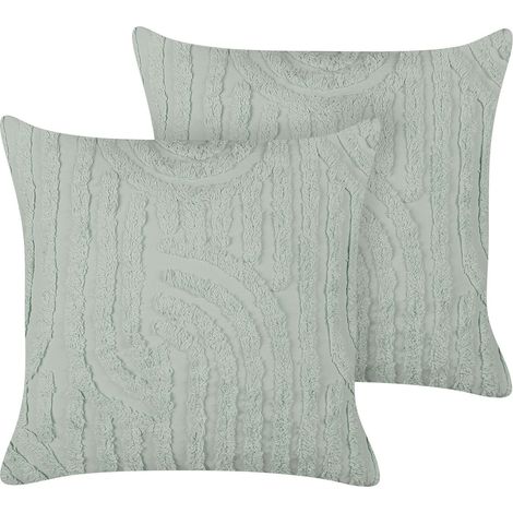 Dekokissen 2er Set TELLIMA Baumwolle 45 x 45 cm Mintgrün Geometrisches Muster