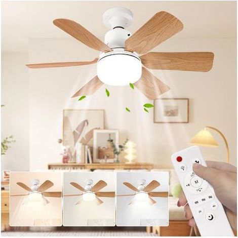 Ventilateur Plafond avec Lumiere,télécommande,51CM,Lustre Chambre,Grain de Bois,3 Vitesses,Réglage continu Luminosité et Température de Couleur,pour les Chambres, les Balcons, les Couloirs et les Salo (1/5)