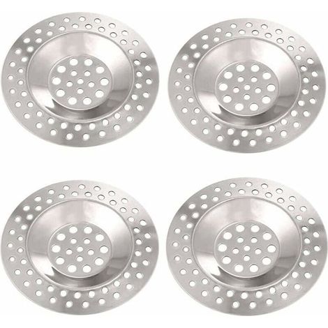 Un ensemble de 4 crépines d'évier en acier inoxydable avec bouchons de vidange en acier inoxydable, de 75 mm de diamètre, adaptées aux cuisines, disponibles en différentes couleurs et parfaites pour l (1/4)