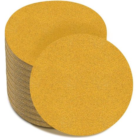 Discos de lijado de 15 cm (6 pulgadas), grano 80, sin agujeros, papel de lija orbital aleatorio para automoción y carpintería, paquete de 100 (1/5)