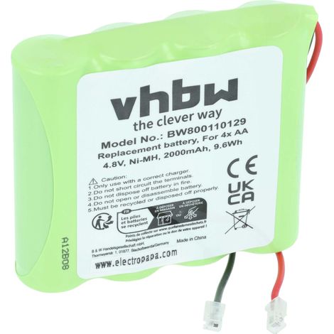 vhbw Batterie pack de 4x AA Mignon pour divers appareils (2000mAh, 4,8V, NiMH)
