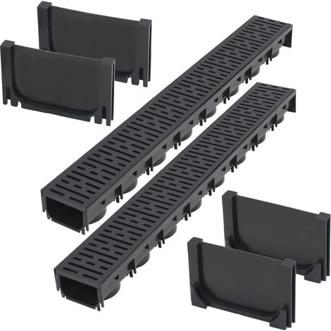 Caniveau de drainage 2 pièces plastique 2 m