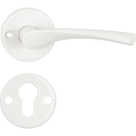 DOMINO Poignée de porte EVA-R Blanc PZ Poignée avec plaque PZ pour cylindre profilé (1/5)