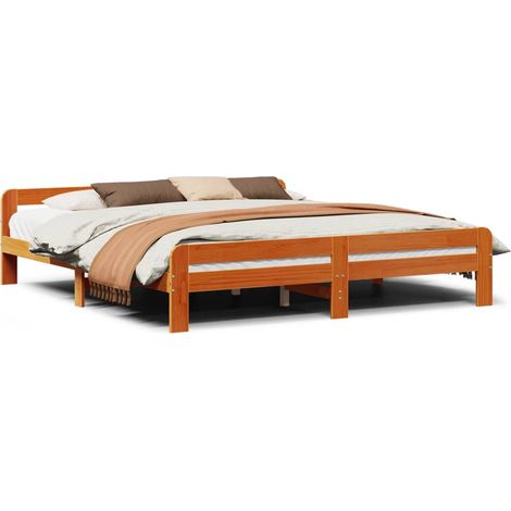 Maison Exclusive - Massivholzbett ohne Matratze Wachsbraun 180x20 (1/5)