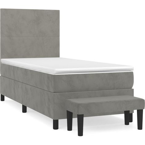 Maison Exclusive - Sommier à lattes de lit et matelas Gris clair 90x200 cm Velours (1/5)