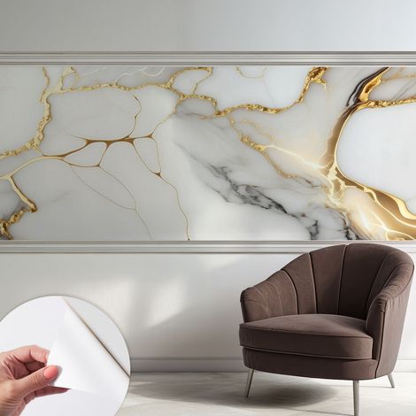 Papier peint autocollant avec imprimé pour cuisine facile à appliquer pour mur a motif Élégance marbrée 250x104 cm (1/5)