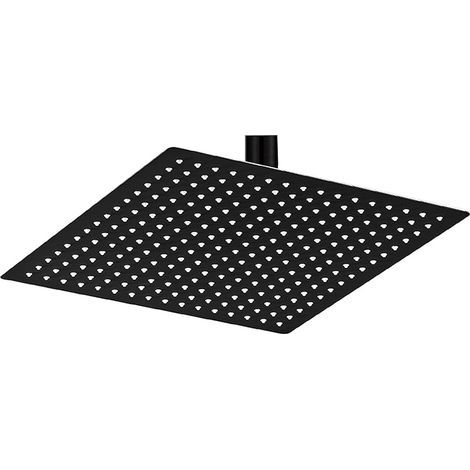 Quadratischer 30,5 cm Hochdruck-Regenduschkopf aus Edelstahl – Ultraschlank – Vollständige Abdeckung mit Silikondüse – Fingerabdruckresistente schwarze Oberfläche (1/5)