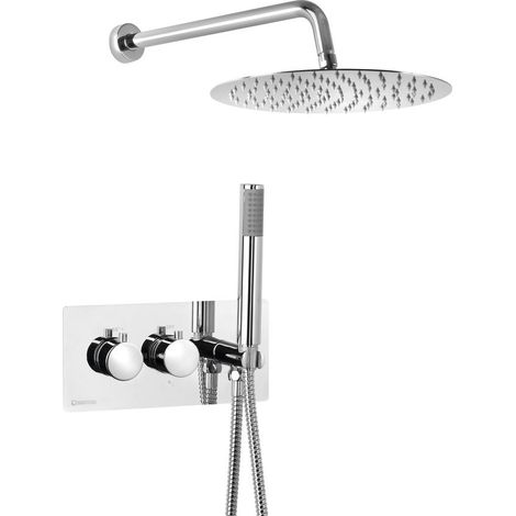 RHAPSODY Mitigeur thermostatique de douche à encastrer avec douchette à main, 2/3 sorties, chromé