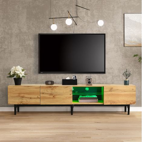 Mobile TV con LED regolabile, 175 x 31 x 41 cm, MDF color rovere chiaro HAVRYA (1/5)